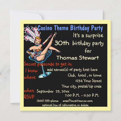 Vegas Casino Style Birthday Party Announcements