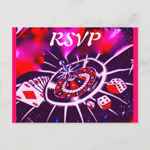 Vegas Casino Theme RSVP invitation enclosures Postcard