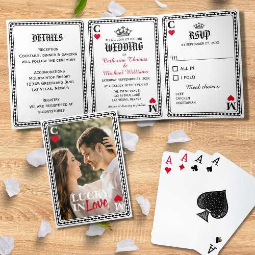 Vegas Casino Wedding Playing Card Lucky In Love 