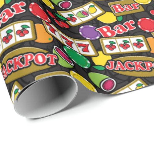 Vegas Casino Worker Slot Machine Patterned Wrapping Paper