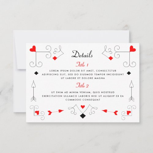 Vegas Cupids Hearts and Diamonds Wedding Details RSVP Card