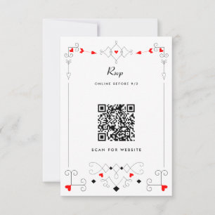 Vegas Cupid's Hearts and Diamonds Wedding QR Code RSVP Card