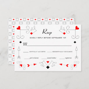 Vegas Cupid's Hearts and Diamonds Wedding RSVP Card