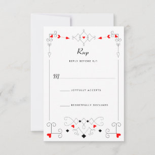 Vegas Cupid's Hearts and Diamonds Wedding RSVP Card