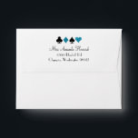Vegas Destiny Blue Glitter Wedding Invitation Envelope<br><div class="desc">Glitzy faux turquoise glitter and black card suits are a classy addition to the Destiny wedding collection and tie the whole suite together. The A7 envelope is perfect for mailing the invitation with all your enclosure cards and features a convenient pre-printed return address on the back flap and matching interior...</div>