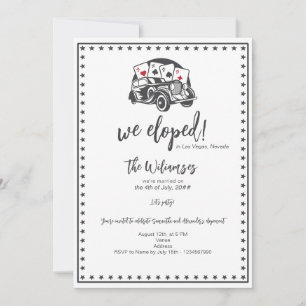 Vegas Elopement Vintage Royal Flush Casino Wedding Invitation