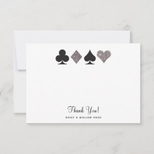 Vegas Faux Silver Glitter Flat Thank You Card