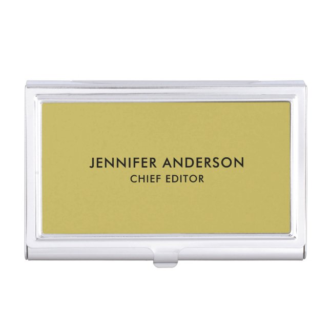 Vegas Gold Color Professional Classical Plain Business Card Case (Front)