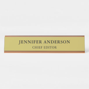 Vegas Gold Color Professional Classical Plain Desk Name Plate