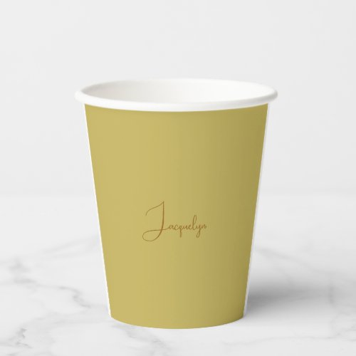 Vegas Gold Golden Brown Color Calligraphy Name Paper Cups