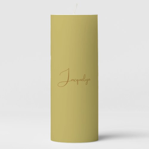 Vegas Gold Golden Brown Color Calligraphy Name Pillar Candle