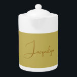 Vegas Gold Golden Brown Color Calligraphy Name Teapot<br><div class="desc">Extreme minimalist design. I would recommend to family and friends. Very happy.</div>