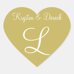Vegas Gold Personalized Letter Invites Heart Sticker