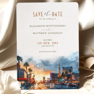 Vegas Golden Twilight Save-the-Date Invitation