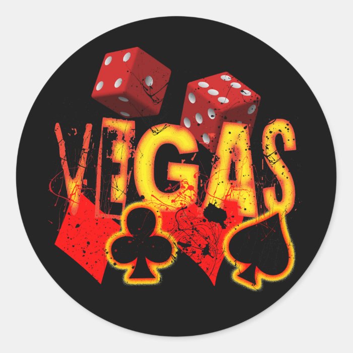 VEGAS   GRUNGE AND PAINT SPLATTER ROUND STICKER