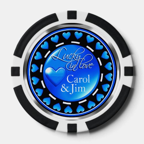 Vegas Lucky in Love Hearts blue black Poker Chips