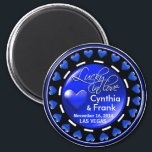 Vegas Lucky in Love Hearts Casino Chip cobalt Magnet<br><div class="desc">If you're Doing It In Vegas or having a Las Vegas themed wedding or reception, these snazzy casino chip magnets make the perfect wedding favors. Use the orange "Customize It" button above to personalize this magnet with your own text and font preferences. This magnet is available in 14 vivid color....</div>