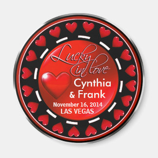 Vegas Lucky in Love Hearts Casino Chip red Magnet