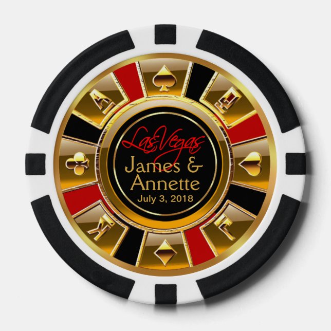 Vegas Newlyweds Casino Chip Red & Black (Front)