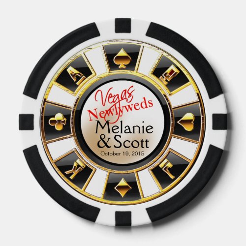 Vegas Newlyweds Casino white black gold Poker Chips