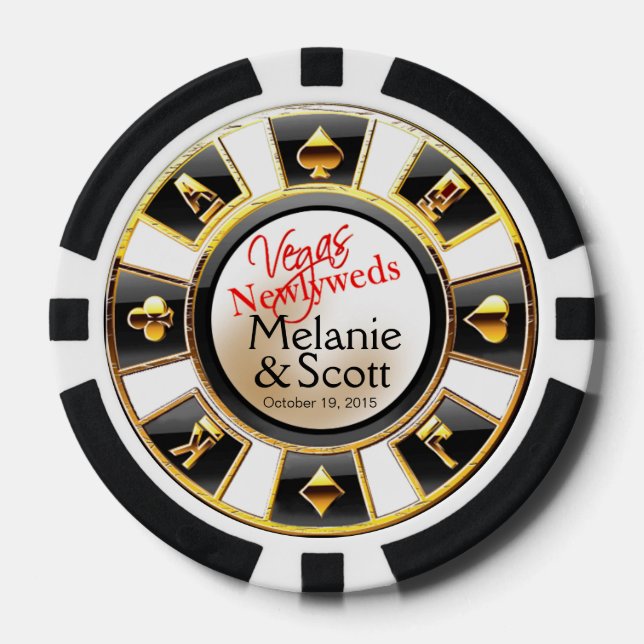 Vegas Newlyweds Casino white black gold Poker Chips (Front)