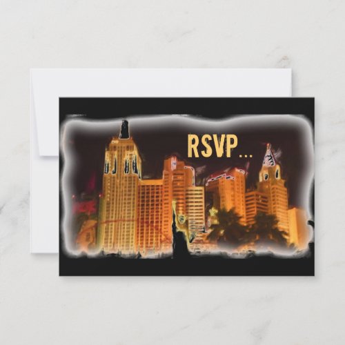 Vegas night scene customizable RSVP cards