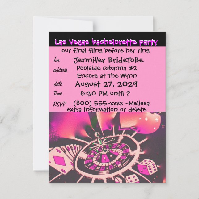 Vegas Pink Bachelorette Invitation (Front)