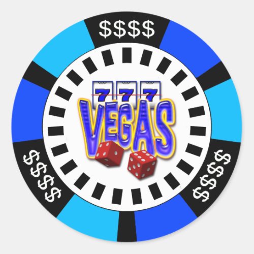 VEGAS POKER CHIP CLASSIC ROUND STICKER