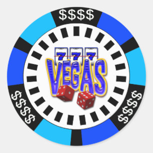 VEGAS POKER CHIP CLASSIC ROUND STICKER