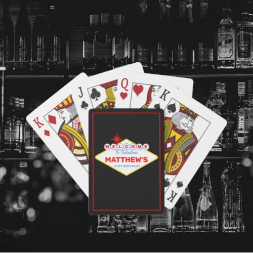 Vegas Sign Casino Night Personalized  Playing Cards