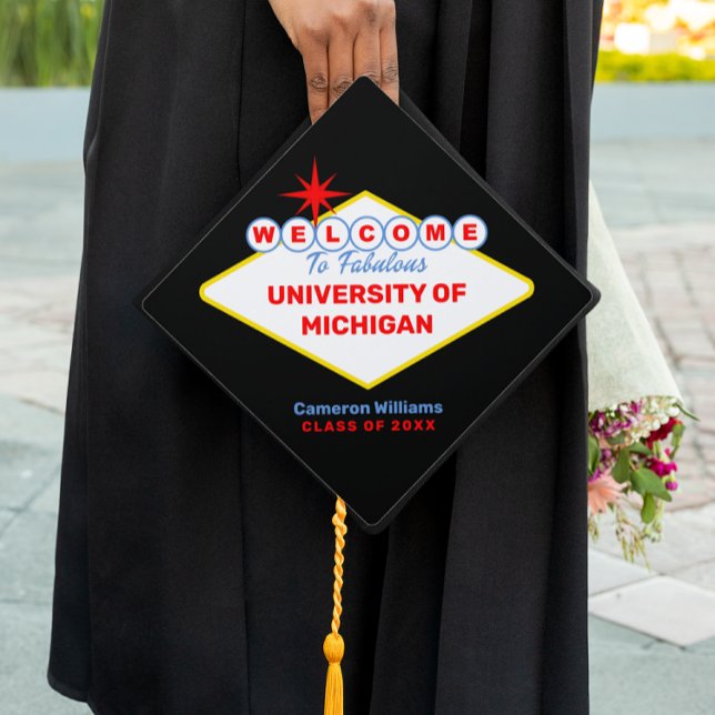 Vegas Sign College Bound Personalized Graduation Cap Topper (Creator Uploaded)