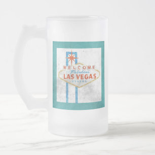 vegas sign grunge frosted glass beer mug