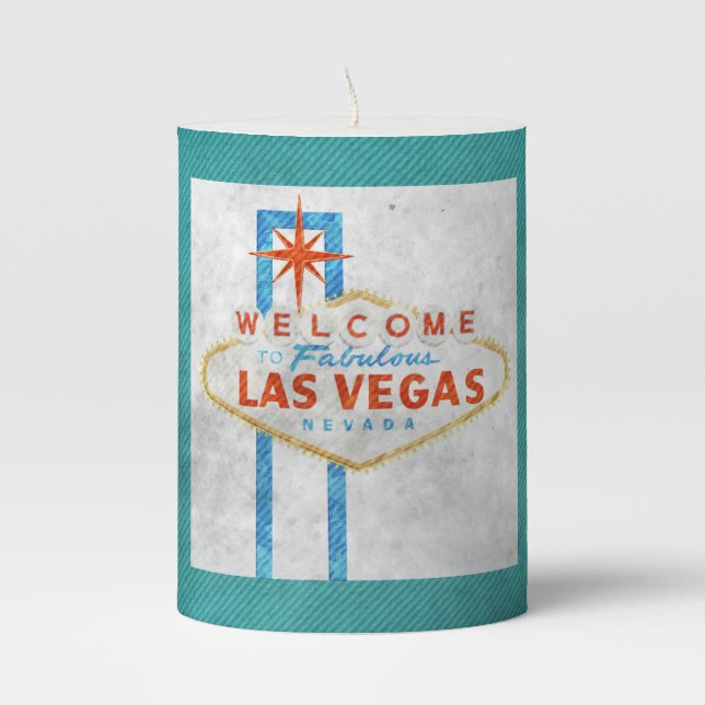 vegas sign grunge pillar candle (Front)