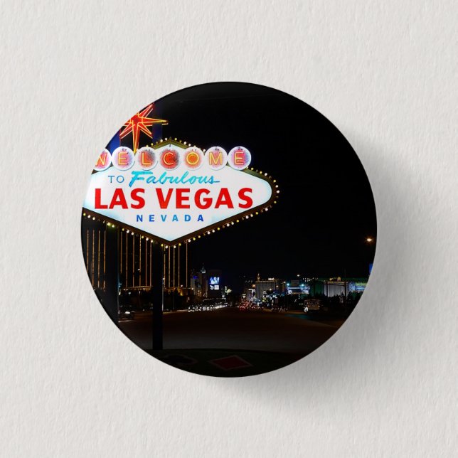 Vegas Sign Night Pinback Button (Front)