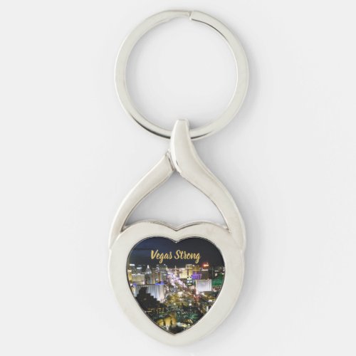 Vegas Strong Heart Shaped Memento Keychain