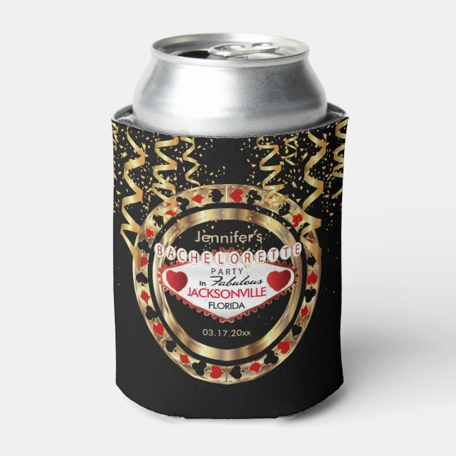 Vegas Style Bachelorette Party - DIY City & State  Can Cooler (Can Front)