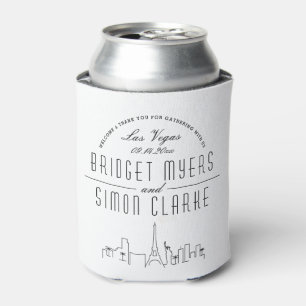 Vegas Stylized Skyline Wedding Can Cooler