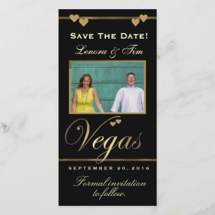 Vegas theme save the date photo card