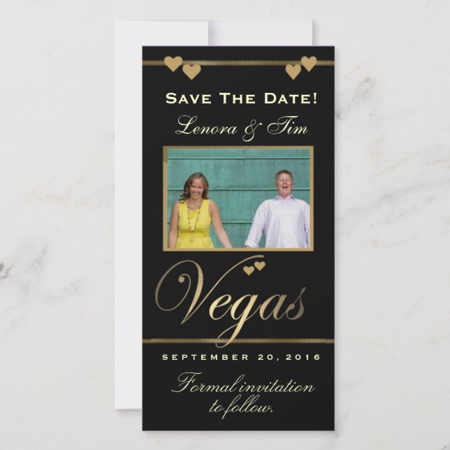 Vegas theme save the date photo card (Front)
