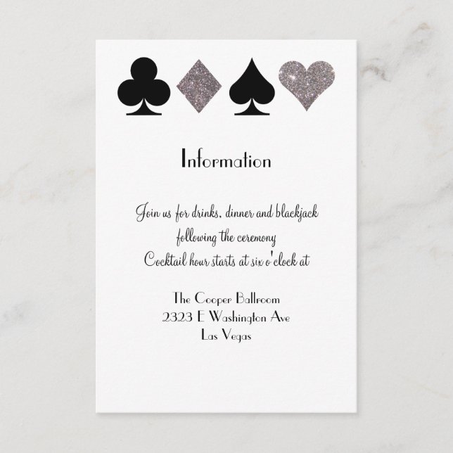 Vegas Wedding Black and Silver Extra Info Card (Front)