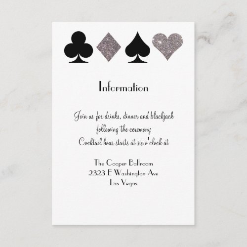Vegas Wedding Black and Silver Extra Info Card