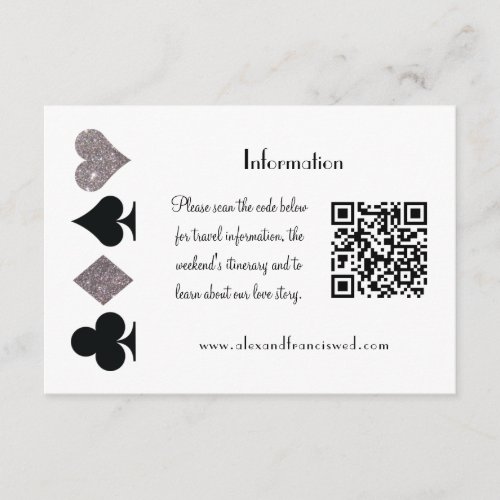 Vegas Wedding Black and Silver QR Code Information Enclosure Card