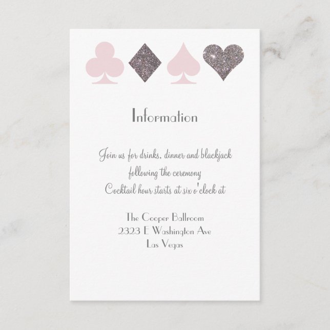 Vegas Wedding Blush Pink Silver Extra Info Card (Front)