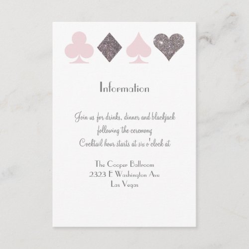Vegas Wedding Blush Pink Silver Extra Info Card