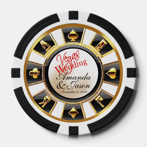 Vegas Wedding Casino white black gold Poker Chips