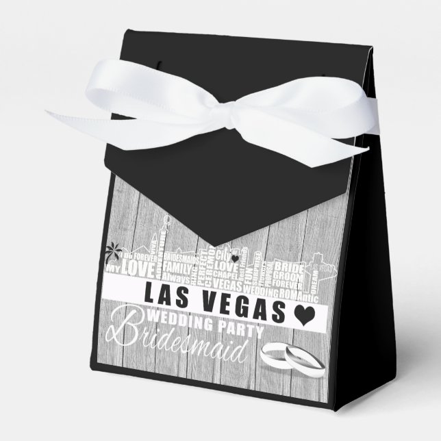 Vegas Wedding Gift Ideas - Black Wood Favor Boxes (Front Side)