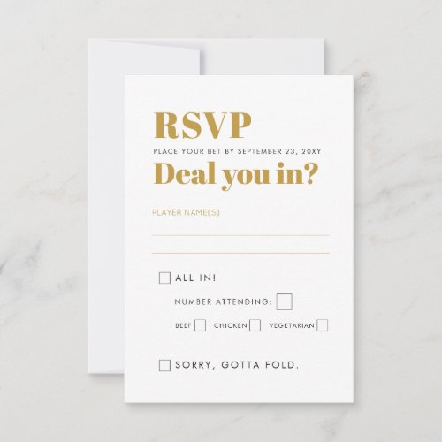 Vegas Wedding Party Fun You In Black and Gold RSVP Card