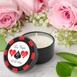 Vegas wedding party poker chip design mini candle favors