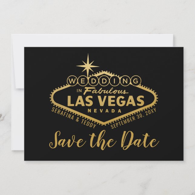 Vegas Wedding Sign Photo Save The Date (Front)