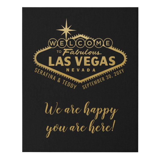 Vegas Wedding Welcome Faux Canvas Sign (Front)